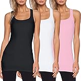 TAIPOVE Langes Racerback-Tanktop für Damen, ärmellos, athletisches Hemd, Workout, Yoga, Fitnessstudio, Sport, Basisschicht, 3 Stück