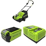 Greenworks 40V Akku-Vertikutierer GD40SC36 + G40B25 Batterie, 40V 2.5Ah GEN 2 / 1000W + Akku-Schnellladegerät G40UC4