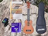 Ukulele ALL IN ONE SET, Sopran für Kinder und Erwachsene mit Tasche, Lehrbuch, Stimmgerät und Saiten ALP-GOLD einfach zu lernen, Anfänger & Fortgeschrittene von Plaschke Instruments aus Sü
