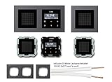 GIRA Unterputz UP RDS Radio 228405 Komplett-Set schwarz glas mit 2 x Lautsprecher in 1+2 fach Rahmen anthrazit (E2) + 10 Meter Lautsprecherkabel 2x0,75 mm² weiß 100% OFC