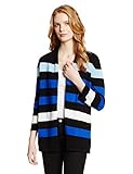 Jones New York Gestreifte Strickjacke für Damen, Helles Kobalt/Mehrfarbig, Groß