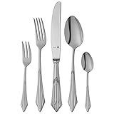WMF Fächer Besteckset, 12 Personen, 66 teilig, 60 Teile mit Servierbesteck, eingesetzte Messerklinge, Cromargan protect Edelstahl poliert, glänzend, kratzbeständig, spülmaschinengeeig