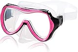 aquazon Maui Junior Medium Schnorchelbrille, Taucherbrille, Schwimmbrille, Tauchmaske für Kinder, Jugendliche von 7-12 Jahren, Tempered Glas, sehr robust, tolle Passform, Farbe:pink J