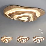 3-Etage LED Deckenleuchte Holz - Geölt Eiche Deckenlampe - Ring Dekorativ Acryl Schirm - Irreguläres Designlampen - Dimmbar Inkl. Fernbedienung - 50W - 3500lm - Ø60