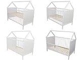 Multifunktionales Babybett-Haus 140×70cm aus Holz (weiß)