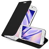 Cadorabo Hülle für Samsung Galaxy S6 in Classy SCHWARZ - Handyhülle mit Magnetverschluss, Standfunktion und Kartenfach - Case Cover Schutzhülle Etui Tasche Book Klapp Sty