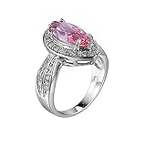 Epinki Verlobungsring Damen, Ring Damen Vintage Zirkonia Rosa, Versilbert Partnerringe Schmuck Geburtstag Geschenke für Ehefrau, Rosa, Gr.57 (18.1)