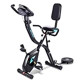 ANCHEER klappbarer Indoor-Heimtrainer, stationäres Fahrrad, kompakter magnetischer Pfosten mit App-Programm & Twister-Platte & Herzmonitor - perfektes Heimtrainer für C