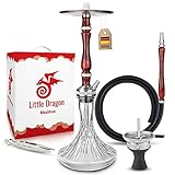 Little Dragon® Shisha Komplettset - Shisha Edelstahl mit Epoxidharz - Einzigartiges Ausblas-System mit Closed Chamber - Edle Wasserpfeife 71cm mit Stecksystem und Premium Shisha Zubehö