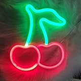 Coding Neonzeichen Kirsche LED Kirsch Zeichen Dekor Licht Neon Signs Leuchten Art Wall Decor Licht Wasserdichtes LED Nachtlicht Wanddekoration fur Weihnachten, Geburtstagsfeier (Grün+Rot)