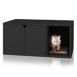 Way Basics 819767013631 Umweltfreundliche Moderne Katzenstreu Box Möbel, schwarzes Holzmaserung, schw