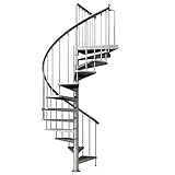 Spindeltreppe verzinkt | Außenspindeltreppe | Wendeltreppe | Geschosshöhe: 287-329 cm| 13 Stufen | Durchmesser 125 cm | Stufen und Podest: Metall gelocht | Gartentreppe | Außentrepp