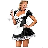 Maid Cosplay Kostüm Sexy Kurzarmkleid Kellnerin Dessous Set Mit Choker 2 Stücke L