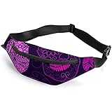 Herren & Damen - Laufgürtel - Hüfttasche Tasche mit verstellbarem Riemen für Reisen im Freien Sport Marathon Gym Freizeittasche,Lila Totenköp