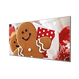 banjado® Küchenrückwand Glas als Spritzschutz Küche 70x70cm – Fliesenspiegel mit Motiv Weihnachtsgebäck – Nischenrückwand selbstklebend ohne Bohren Sicherheitsglas - magnetisch & beschreibb