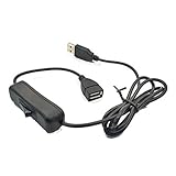 KKAAMYND USB-Stecker auf Buchse, Verlängerungskabel mit Schalter, 1 m, Stromleitung, 4-adrig, 28 AWG, reines Kupferdraht, unterstützt U-Disk-Datenübertragung, schw