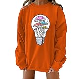 IFOUNDYOU Sweatshirt Damen ohne Kapuze Coole Drucken Langarm Rundhals Y2k 90er Langarmshirt Damen Oversized Vintage Tunika Sweatshirts Damen Leicht Lose Teenager Mädchen Jumper Sportbekleidung Top