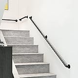 CZYNB Treppenhaus Handlauf Kit, Industrietreppe Handlauf rutschfeste Wandstütze Vintage Schwarz Eisen Loft Pipe Handlauf für Outdoor Indoor Treppen Porchdeck Handschiene (Size : 10ft/300cm)