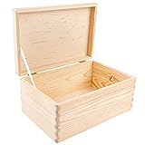 Creative Deco Große Holz-Kiste mit Deckel | 30 x 20 x 14 cm (+/-1cm) | Erinnerungsbox Baby | Holz-Box Unlackiert Kasten | ohne Griffen | Für Dokumente, Spielzeug, Werkzeuge | ROH & UNGESCHLIFFEN