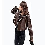 Schwarz Lang Leichte Vintage Echtleder Steppjacke Mit Nieten Übergangsjacke Ledermantel Motorrad Kunstlederjacke Retro Herbst Funktionsjacke Kurz,PU-Material Motorradbekleidung,Braun,XL