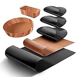 EDARTO® Grillmatte, Dauerbackfolie, Backunterlage, Backpapier, Backmatte für den Grill, Pfanne, Backofen (Springform und Backblech). Gesunde Ernährung, fettfreies Braten. Grillen, Braten. (Set 1)