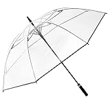 G4Free 155,7 cm großer transparenter Golf-Regenschirm, transparent, automatisches Öffnen, großer Stockschirm, übergroßer Regenschirm, winddicht, wasserdicht, mit schwarzer Hülle für Damen und H