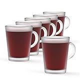 SAHM Teegläser mit Henkel (6er Set) | 275ml Glühweintassen Glas | Spülmaschinengeeignet | Zeitlose Kaffeegläser & Glühweingläser mit Henk
