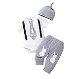 LROSEY Neugeborenes Baby Mädchen Kleidung, Baby Mädchen Kleidung My First Easter Kurzarm Strampler + Kaninchen Druck Hose und Häschenohr Hut Kleinkinder Outfit Sets Herbst Kleidung