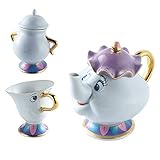 Die Schöne Und Das Biest Mrs Potts Ceramics Vergoldete Teekanne Teetasse Ein Satz, Satz Süße Weihnachtsgeschenke 1 Teekanne * 1 Tasse * 1 Zuck