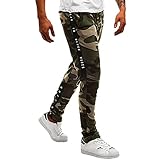 SSLLM Herren Camouflage Hosen Mode Bequem Sporthose Jogginghose Slim Fit Sweatpants Freizeithose Farbblock Laufhose Fitnesshose Männer Herbst Winter Basic Outdoor Hose Wanderhose mit T