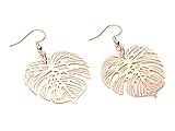 Miniblings Monstera Ohrringe Miniblings Ornament floral filigran Blume Palme Palm Blatt Palmblatt Palmenblatt rose gold rosegold - Handmade Modeschmuck I Ohrhänger Ohrschmuck