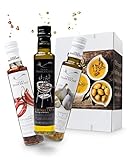 Apropos Geschenk - Extra Natives Olivenöl Dressing - 3er-Probier-Paket - Olivenöl von Terre Francescane verfeinert mit Chili, Knoblauch und R