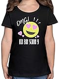 Kindergeburtstag Geschenk - Emoticon - OMG ich Bin Schon 9-152 (12/13 Jahre) - Schwarz - t-Shirt mädchen 7 Jahre Geburtstag - F131K - Mädchen Kinder T-S
