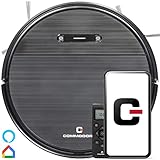 Commodore Saugroboter mit Wischfunktion, CVR 100 mit Gyroskopnavigation, 2600PA Saugkraft, No-Go-Zonen, 2in1 Roboterstaubsauger, Alexa, Schw