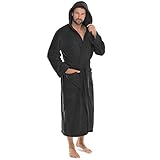 CelinaTex Florida Bademantel Damen L schwarz Morgenmantel Herren Coral Fleece Saunamantel Microfaser Kapuze Unisex