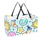 Einkaufskorb Stern Mond Planet Einkaufstasche Wasserdicht Tragekorb Faltbar Picknickkorb Drucken Shopping Bags 56x29x32