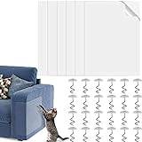 ZHENA 6 STK Katze Kratzschutz Transparent für Sofa Couch Leder Ecke Wand Tür Stuhl Möbel Polstermöbel, Kratzschutz Set Selbstklebend Klebeband mit 24 Nadel Befestig