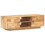 vidaXL Mangoholz Massiv TV Schrank 2 Türen 2 Regale Lowboard TV Möbel Sideboard Fernsehtisch Fernsehschrank HiFi-Schrank 116x30x35