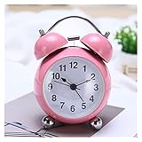Wecker Moderne europäische Metall Retro Wecker Nette Bett Safe Trainer Nixie Uhr Radio Timer Horloge Desktop Art Deco (Color : PINK)