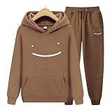WFEI Männer Sets Hoodies + Hosen Fleece-Trainingsanzüge Solide Pullover Jacken Sweatshirts Sweatshirts Sweatpants mit Kapuze Streetwear-Outfits,Braun,S