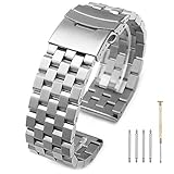 Kai Tian 22mm Atemberaubendes Armbanduhr für Damen Herren Armband aus gebürstetem Edelstahl als Ersatz für das Silberne Ingenieur-Uhrenarmband Solide Links Hochleistungsuhrenarmb