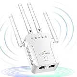 CINEMON WLAN Verstärker, 1200 Mbit/s WLAN Repeater mit LAN Anschluss WiFi Repeater 5Ghz / 2.4Ghz Dualband, Verstärker WLAN Abdeckung bis zu 200 m² (Weiß)