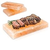 NUGATI Salzgrillstein 3er Set – wiederverwendbar und hochwertige Qualität – Salzplatte zum Grillen für Gourmet BBQ – Servierplatte aus Himalay