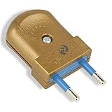 Eurostecker schraubbar für Steckdose 230v flach 2 polig euro Stecker für rund und Flachkabel (1 Stück, gold)