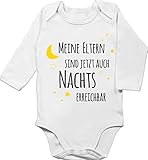 Shirtracer Statement Sprüche Baby - Meine Eltern sind jetzt auch nachts erreichbar Sterne schwarz/gelb - 12/18 Monate - Weiß - Baby - BZ30 - Baby Body Lang