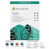 Microsoft 365 Family | 6 Nutzer | Mehrere PCs/Macs, Tablets und mobile Geräte | 1 Jahresabonnement |Download C
