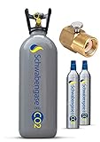 Schwabengase Komplettset zum selber füllen / Co2 Zylinder 425g (2X) gefüllt / Co2 Adapter / 10kg Co2 Flasche (Steigrohr) gefü