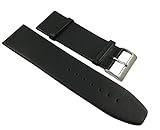28mm Extra Breites Kalbsleder Uhrenarmband Schwarz Silberfarbende Dornschließe inkl. Myledershop Montageanleitung