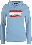Länder Fahnen und Flaggen - Österreich Vintage - XS - Hellblau - t Shirt hellblau Damen - JH001F - Damen Hoodie und Kapuzenpullover für F
