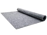 Nadelfilz Teppich-Boden RIPS MALTA B1 als Meterware - Grau, 2,00m x 9,00m Schwer Entflammbarer, Gerippter Bodenbelag für Messe & E